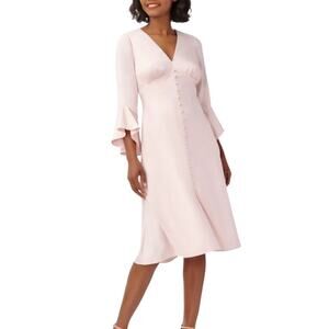 Adrianna Papell Blush Pink Satin Crepe Empire Dress Wedding Guest Sz 4 NWT